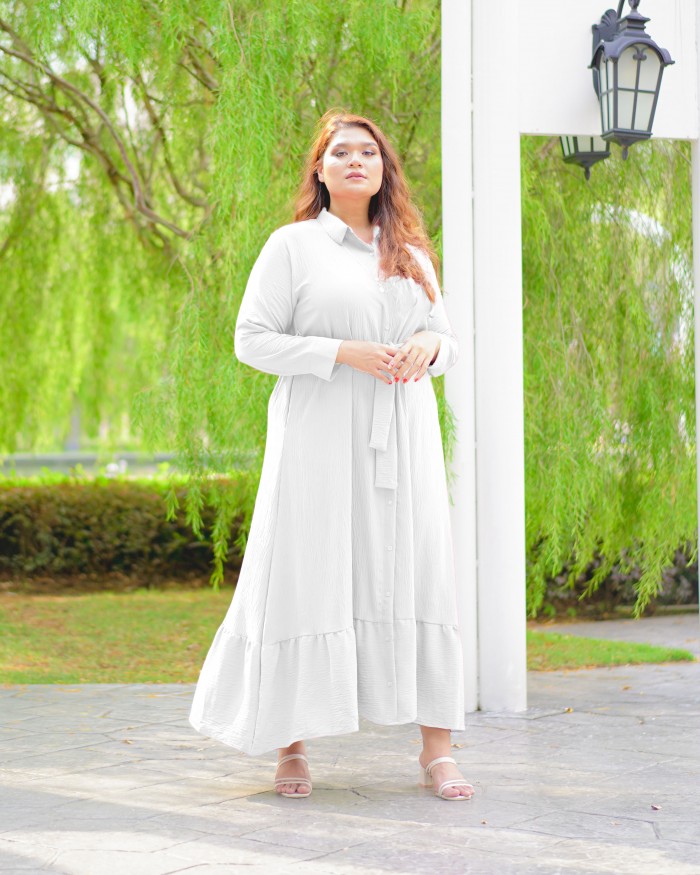 Mikayla Buttoned Dress (White)